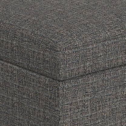 SIMPLIHOME Owen 34 inch Wide Mid Century Modern Rectangle Coffee Table Storage Ottoman in Ebony Tweed Look Fabric, Assembled, for the Living Room, Entryway and Family Room