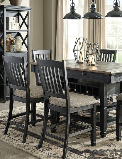 Signature Design by Ashley Tyler Creek Casual Farmhouse 75" Display Cabinet or Bookcase with Drawers and Shelf, Open Lattice Sides, Wood, Gray Black Finish