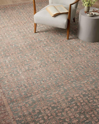 Loloi Angela Rose Aubrey Collection AUB-04 Blue/Terracotta 2'-6" x 7'-6", .19" Pile Height, Runner Rug
