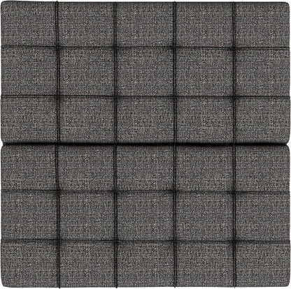 SIMPLIHOME Harrison 40 inch Wide Transitional Square Large Coffee Table Storage Ottoman in Ebony Polyester Tweed, Assembled, for The Living Room and Bedroom