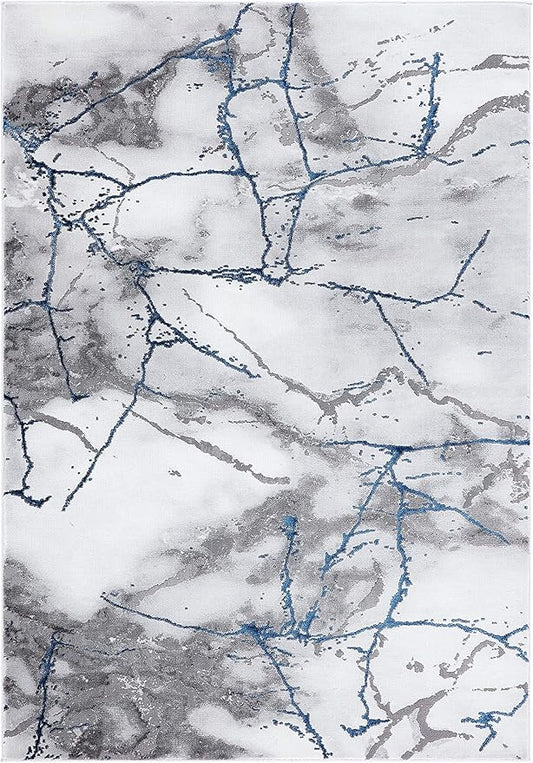 SAFAVIEH Craft Collection 2' 3" x 4' Ivory Grey/Blue CFT877M Modern Abstract Non-Shedding Entryway Living Room Foyer Bedroom Accent Rug
