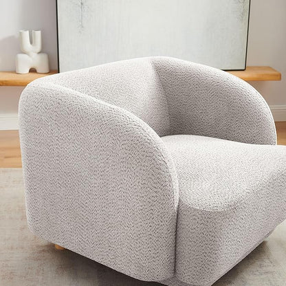VANOMi Oversized Living Room Chair, Modern Comfy Accent Barrel Chairs, Single Sofa Chair with Wood Legs, Upholstered Armchair for Bedroom, Office, Waiting Room (Camel)