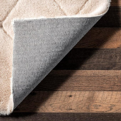nuLOOM 3'9" x 6' Cozy Plush Area Rug, Machine Washable, Non-Slip, Soft Fluffy Shag Carpet for Living Room Bedroom Kids Room Nursery Home Decor, Amy Beige
