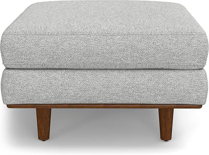 SIMPLIHOME Morrison 33-inch Wide Table Ottoman in Mist Grey Woven-Blend Fabric, Multifunctional Footrest, Coffee Table, or Extra Seating for Living Room, Mid-Century Modern Style