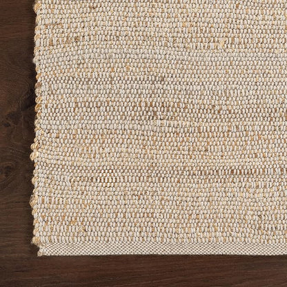 nuLOOM 9x12 Elfriede Jute & Cotton Hand Woven Area Rug, Natural, Solid Rustic Farmhouse Style, Weaved Design, Natural Fiber, For Bedroom, Living Room, Dining Room, Hallway, Office, Entryway