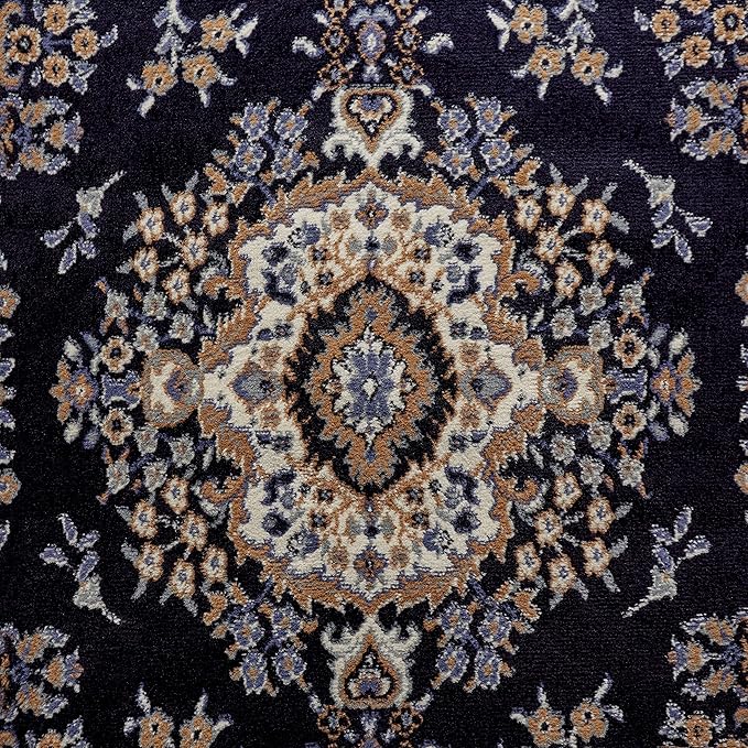 Home Dynamix Premium Sakarya Traditional Medallion Border Area Rug, Navy Blue, 21"x35" Rectangle
