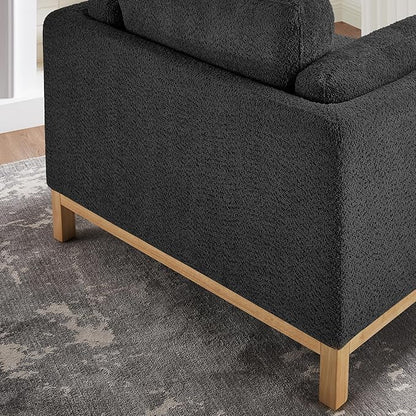 VANOMi 41.34" Oversized Accent Chair, Upholstered Armchair with Solid Wood Legs Living Room Chairs with Wide Armrest Pads, Reading Chair for Bedrooms, Apartments, Living Rooms, Offices（Dark Grey）