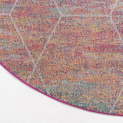 Unique Loom Trellis Frieze Collection Area Rug - Geometric (3' x 5' Oval, Multi/ Ivory)
