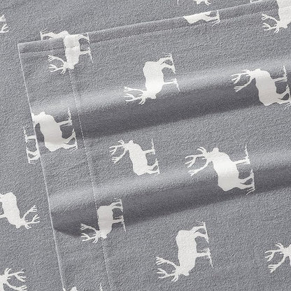 Eddie Bauer - Queen Sheets, Cotton Flannel Bedding Set, Brushed For Extra Softness, Cozy Home Decor (Elk Grove, Queen)