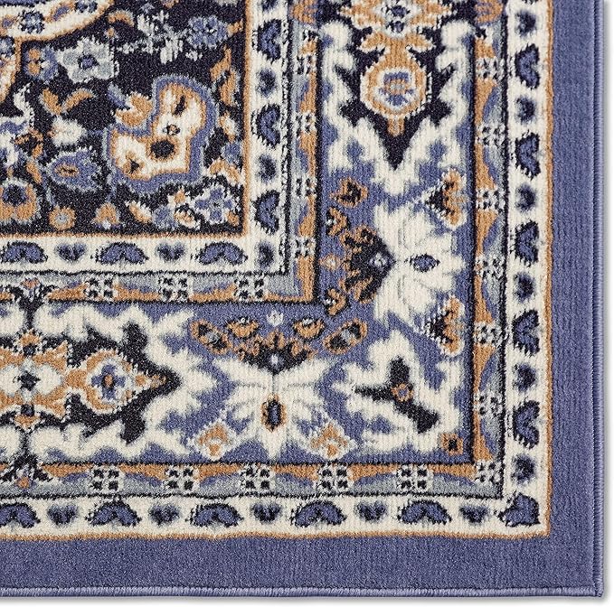 Home Dynamix Premium Sakarya Traditional Medallion Border Area Rug, Country Blue, 7'8"x10'7" Rectangle