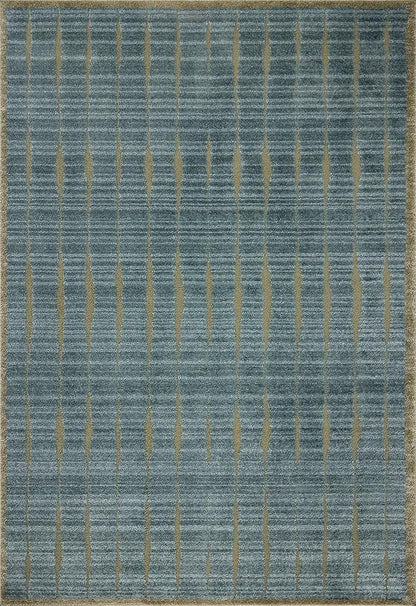 Loloi Chris Loves Julia Calvin Collection CLV-02 Ocean/Olive 2'-3" x 3'-10" Accent Rug Checkered Neutral Soft Living Room Bedroom Carpet