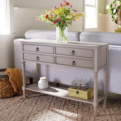 Safavieh Home Collection Haines Greige 4-Drawer Bottom Shelf Console Table