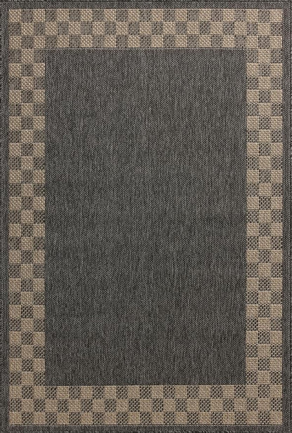 Loloi Chris Loves Julia Providence Collection PRC-01 Charcoal/Natural 2'-3" x 3'-9", .12" Pile Height, Indoor/Outdoor Runner Rug