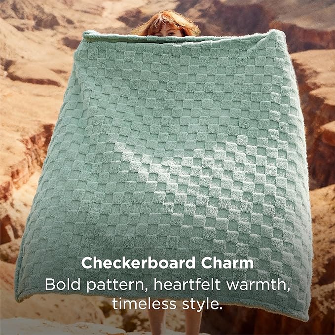 Bedsure GentleSoft Sage Green Throw Blanket for Couch - Checkered Fleece Blankets Christmas Gifts for Women Men Girls, Cute Soft Cozy Throw for Bedroom Home Decor Gifts, 50x60 Inches