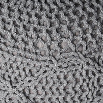 Christopher Knight Home Morven Knitted Round Pouf - Cotton - Gray