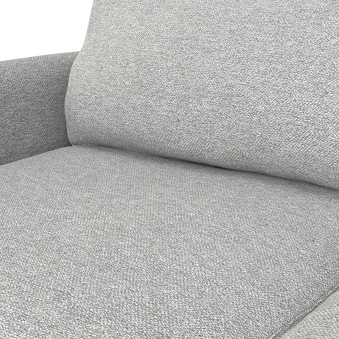 SIMPLIHOME Livingston 76-inch Wide Sofa in Mist Grey Woven-Blend Fabric, Handcrafted Loveseat Couch for Living Room or Family Room, Mid-Century Modern Style, Solid Wood Frame