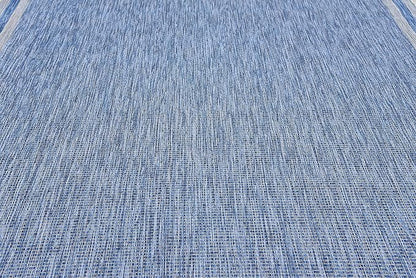 Unique Loom Outdoor Border Collection Area Rug - Soft Border (8' x 11' 4" Rectangle, Blue/ Ivory)