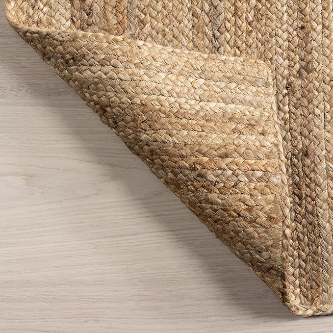 nuLOOM Oval 5x8 Rigo Jute Hand Woven Area Rug, Natural, Solid Farmhouse Design, Natural Fiber, For Bedroom, Living Room, Dining Room, Hallway, Office, Kitchen, Entryway