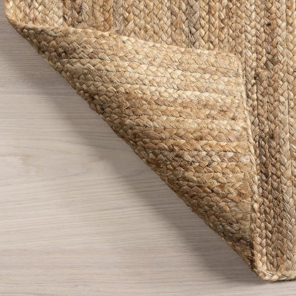 nuLOOM 6 Square Rigo Jute Hand Woven Area Rug, Natural, Solid Farmhouse Design, Natural Fiber, For Bedroom, Living Room, Dining Room, Hallway, Office, Kitchen, Entryway
