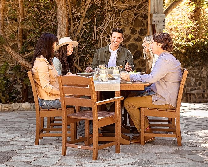 POLYWOOD Lakeside 7-Piece Outdoor Dining Set, All-Weather HDPE Patio Furniture Table and Chairs, Fade-Proof, Green