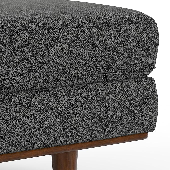SIMPLIHOME Morrison 33-inch Wide Table Ottoman in Charcoal Grey Woven-Blend Fabric, Multifunctional Footrest, Coffee Table, or Extra Seating for Living Room, Mid-Century Modern Style
