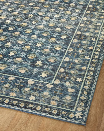 Loloi Rifle Paper Co. Eden Collection EDE-03 Lattice Indigo 3'-6" x 5'-6" Accent Rug feat. CloudPile™