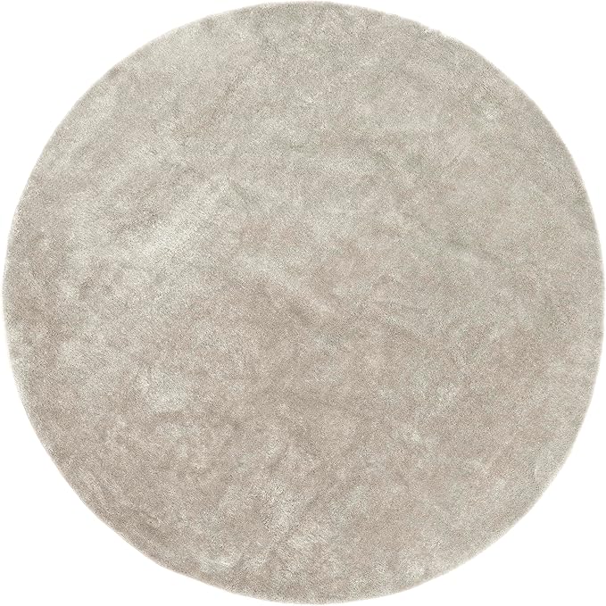 nuLOOM 6' Round Cozy Plush SuperiorWash Area Rug, Machine Washable, Non-Slip, Soft Fluffy Shag Carpet for Living Room Bedroom Kids Room Nursery Home Decor, Loni Beige