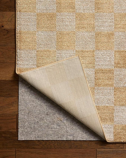 Loloi Chris Loves Julia Calvin Collection CLV-01 Apricot/Ivory 5'-3" x 7'-6" Area Rug Checkered Neutral Soft Living Room Bedroom Carpet
