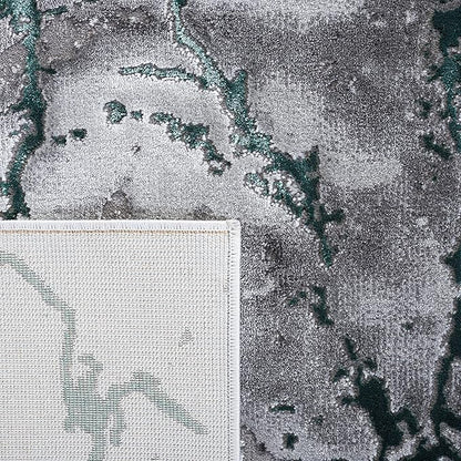 SAFAVIEH Craft Collection Area Rug - 6'7" Square, Grey & Green, Modern Abstract Design, Non-Shedding & Easy Care, Ideal for High Traffic Areas in Living Room, Bedroom (CFT877Y)