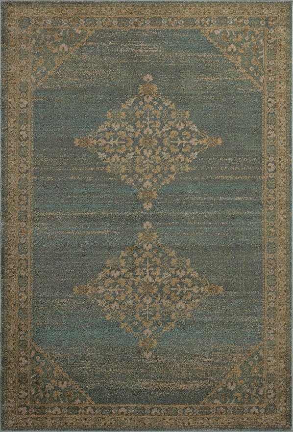 Loloi Magnolia Home by Joanna Gaines Mona Collection MOA-04 Aqua/Wheat 2'-6" x 4'-0" Accent Rug