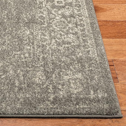 SAFAVIEH Area Rug 12x18 - Evoke Collection - Large - Silver & Ivory, Distressed Design, Non-Shedding & Easy to Clean, Ideal for Living Room, Bedroom, Dining Space (EVK256S)