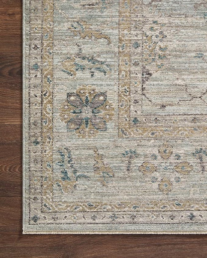 Loloi Magnolia Home by Joanna Gaines Millie Collection MIE-02 Sky/Gold 7'-10" x 7'-10", .25" Pile Height, Round Area Rug