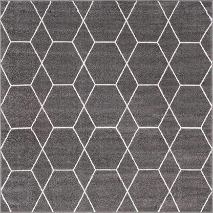 Unique Loom Trellis Frieze Collection Area Rug - Geometric (8' Square, Dark Gray/ Ivory)