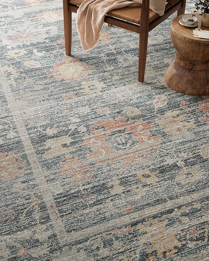 Loloi Magnolia Home by Joanna Gaines Millie Collection MIE-01 Blue/Multi 2'-7" x 8'-0", .25" Pile Height, Runner Rug