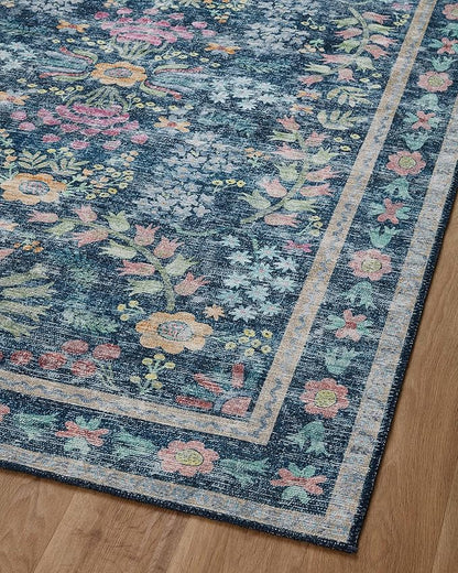 Loloi Rifle Paper Co. Maison Collection MAO-06 Blue/Multi 3'-0" x 3'-0" Round, .19" Pile Height, Accent Rug
