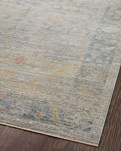 Loloi Magnolia Home by Joanna Gaines Millie Collection MIE-04 Slate/Multi 2'-7" x 8'-0", .25" Pile Height, Runner Rug