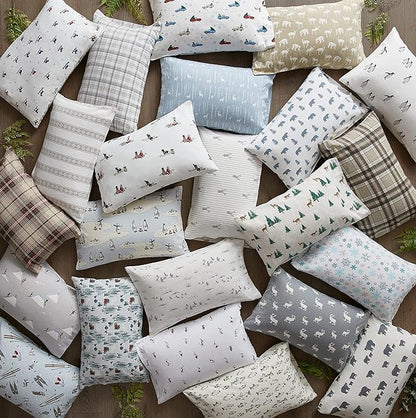 Eddie Bauer - Flannel Sheets Twin Size, Anti-Pilling & Wrinkle Resistant Cotton, Touchably Soft for All-Season Comfort - Bed Sheets with Matching Pillowcases & Fitted Sheet (Ski Slope)