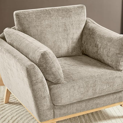VANOMi Large-Sized Accent Chair, Thick Cushion Bedroom Reading Chair, Comfortable Living Room Single Sofa, Chenille Camel