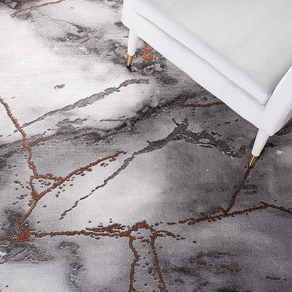 SAFAVIEH Craft Collection 5'3" x 7'6" Grey/Orange CFT877P Modern Abstract Non-Shedding Living Room Dining Bedroom Area Rug