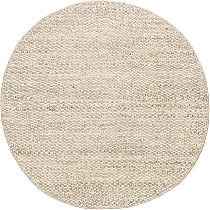 nuLOOM 4 Round Elfriede Jute & Cotton Hand Woven Area Rug, Natural, Solid Rustic Farmhouse Style, Weaved Design, Natural Fiber, For Bedroom, Living Room, Dining Room, Hallway, Office, Entryway
