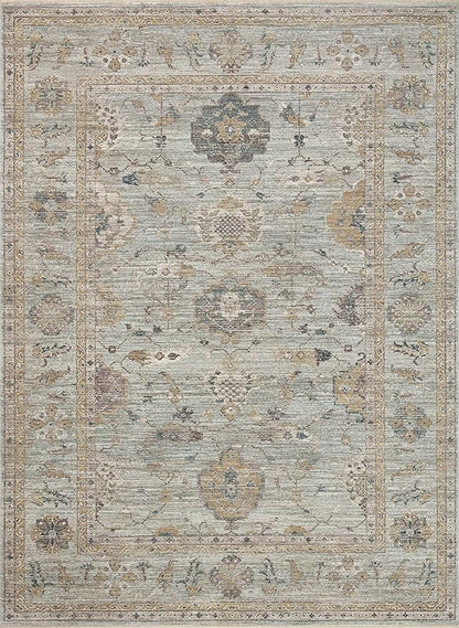 Loloi Magnolia Home by Joanna Gaines Millie Collection MIE-02 Sky/Gold 5'-3" x 7'-6", .25" Pile Height, Area Rug