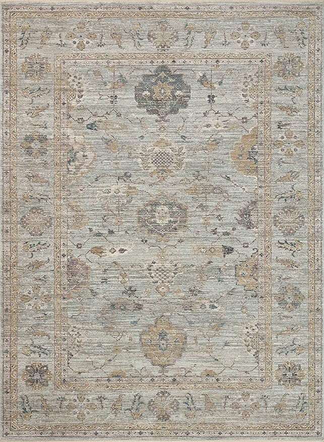 Loloi Magnolia Home by Joanna Gaines Millie Collection MIE-02 Sky/Gold 2'-3" x 3'-10", .25" Pile Height, Accent Rug