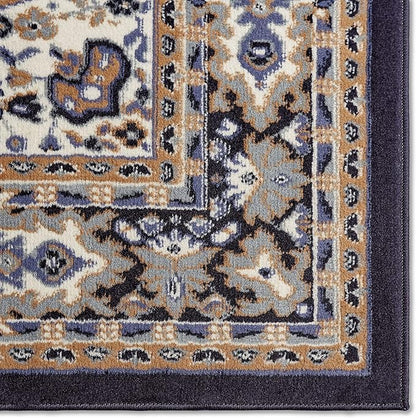 Home Dynamix Premium Sakarya Traditional Medallion Border Area Rug, Navy Blue, 21"x35" Rectangle