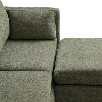 CHITA Modular Sectional Sofa, FSC Certified L Shaped Couch with Reversible Chaise, Modular Sectional Couch for Small Space, 78 Inch Width, 3 Seat Modular Sofa with Storage Ottoman, Moss Green