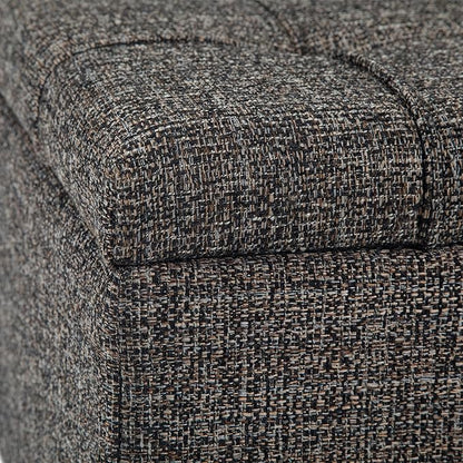SIMPLIHOME Harrison 36 inch Wide Transitional Square Coffee Table Storage Ottoman in Ebony Tweed Look Fabric, Assembled, For the Living Room and Bedroom