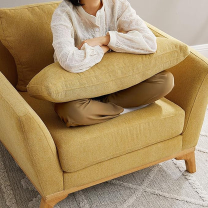 VANOMi Large-Sized Accent Chair, Thick Cushion Bedroom Reading Chair, Comfortable Living Room Single Sofa, Linen Yellow