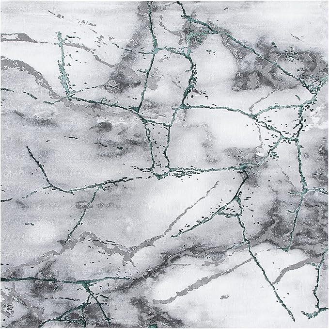SAFAVIEH Craft Collection Area Rug - 10' Square, Grey & Green, Modern Abstract Design, Non-Shedding & Easy Care, Ideal for High Traffic Areas in Living Room, Bedroom (CFT877Y)