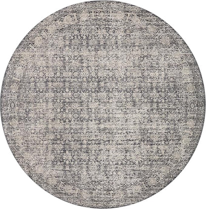 Loloi Amber Lewis Alie Collection ALE-03 Charcoal/Dove 5'-3'' x 5'-3'', .13'' Pile Height, Round Area Rug
