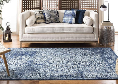 SAFAVIEH Evoke Collection 11' x 15' Navy/Ivory EVK256A Oriental Distressed Non-Shedding Living Room Bedroom Dining Home Office Area Rug