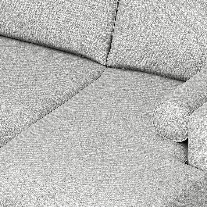 SIMPLIHOME Morrison Right Sectional Sofa in Woven-Blend Recycled Polyester Fabric, Mist Grey, 102-inches Wide, L-Shaped Couch with Right Chaise for the Living Room and Family Room